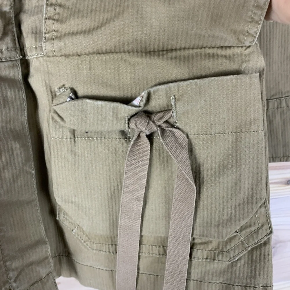 Caslon Jacket Women Medium Khaki Cargo Pockets 3/4‎ Sleeve Utility Safari